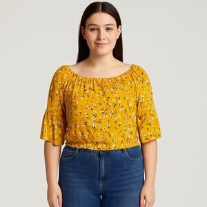 Excellent Condition Bleuh Ciel Juniors Floral Cutout Back Blouse Size Large